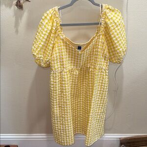 Old Navy Yellow and White Checkered Dress
